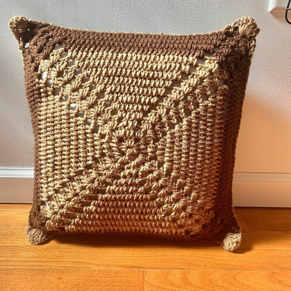 SET OF 2 HANDMADE CROCHET THROW PILLOWS